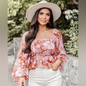 Pink Lily Mauve Floral Blouse